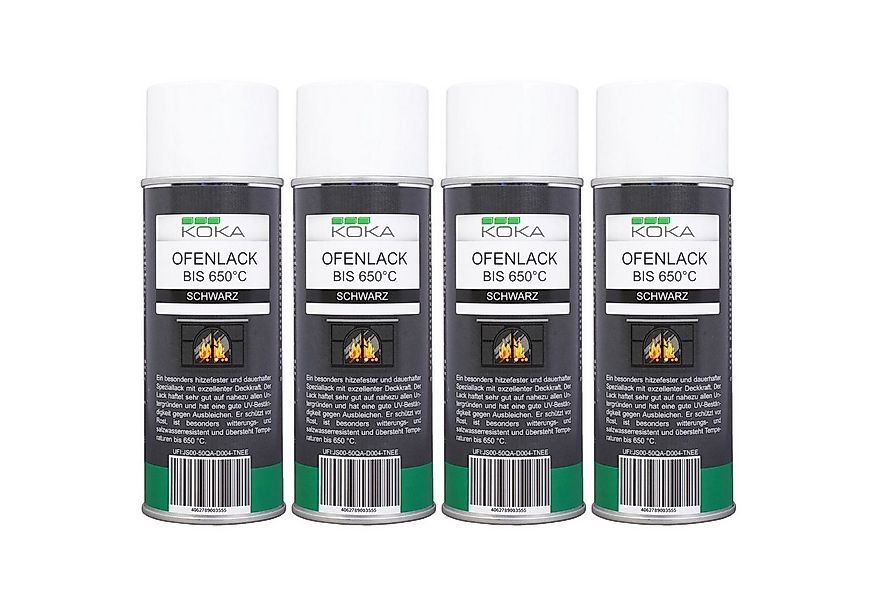KOKA Sprühlack 4x Ofenlack 650°C Ofen-Farbe Schwarz Matt, Thermolack Lack-S günstig online kaufen
