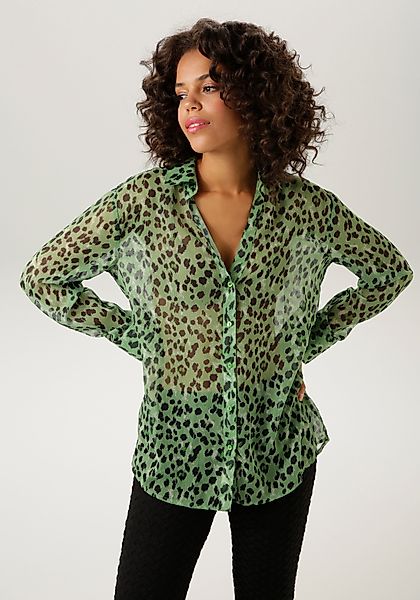 Aniston CASUAL Hemdbluse, mit trendfarbenem Animal-Print günstig online kaufen
