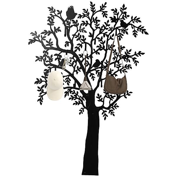 HOMCOM Garderobenhaken Wandgarderobe in Baum-Form mit 4 Vögeln Garderobenle günstig online kaufen