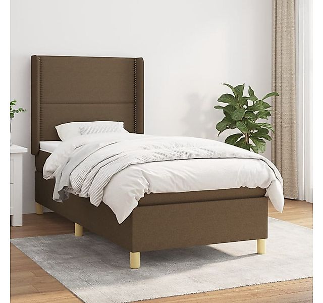 vidaXL Boxspringbett Boxspringbett mit Matratze Dunkelbraun 90x200 cm Stoff günstig online kaufen