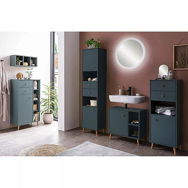Badezimmer Komplett Set BELFORT-80 im skandinavischen Design in blau günstig online kaufen