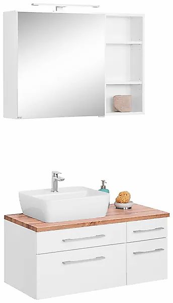 welltime Badmöbel-Set »Davos«, (3 St.), Breite 50 cm, mit eckigem Waschbeck günstig online kaufen