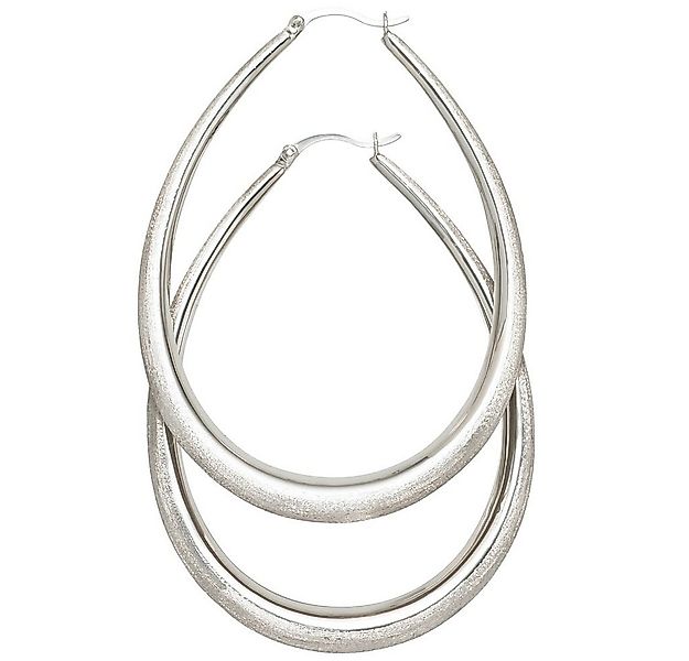 Schmuck Krone Paar Creolen Große Creolen 65,1mm aus 925 Silber eismatt oval günstig online kaufen