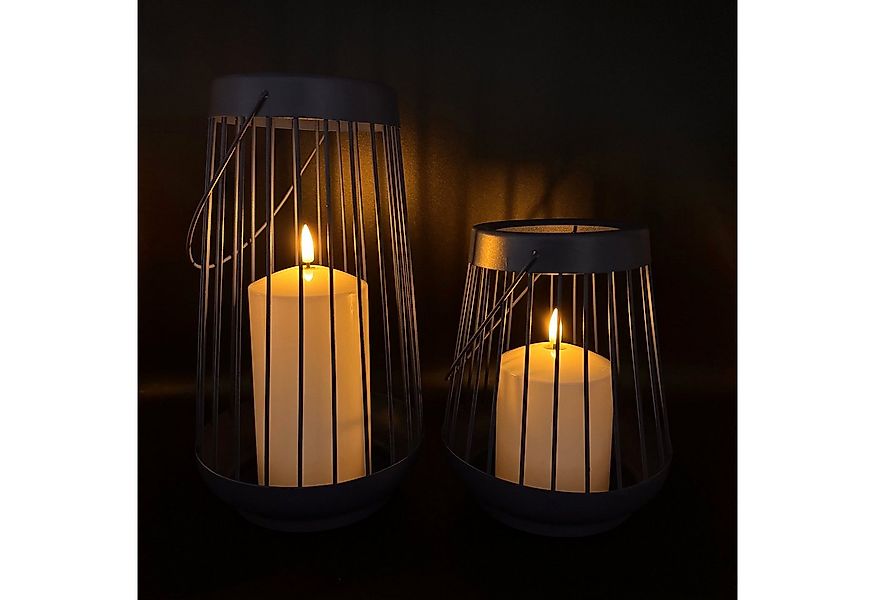 Online-Fuchs LED Laterne - 2 Laternen aus Metall im Set mit großer LED-Kerz günstig online kaufen