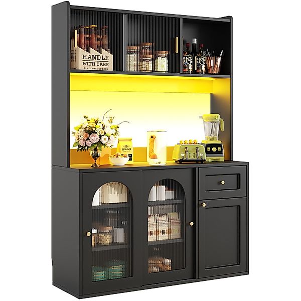 SeedWave Buffet Küchenschrank Mehrzweckschrank mit LED-Beleuchtung, günstig online kaufen