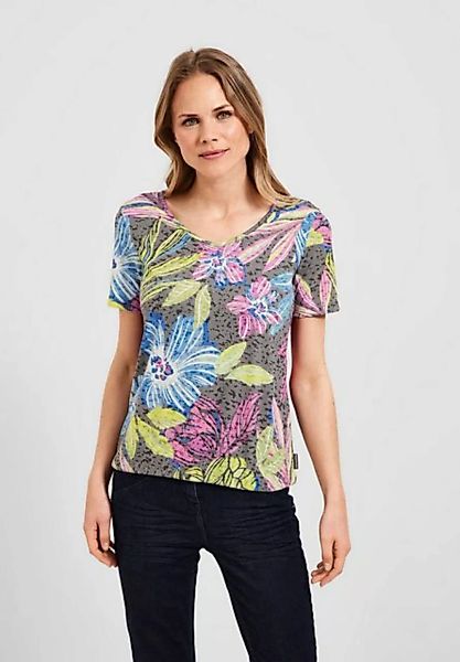 Cecil T-Shirt mit Bändchen am Kragen günstig online kaufen