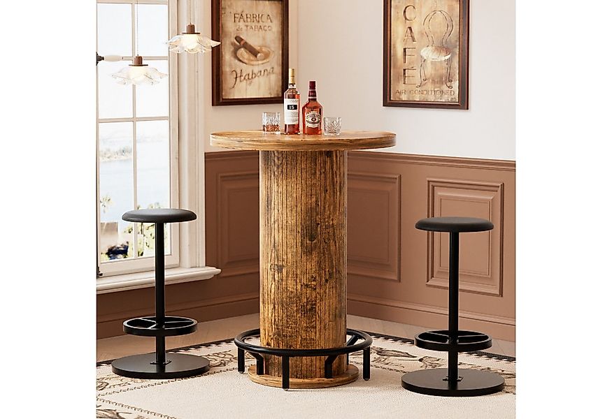 TWSOUL Bartisch mit 2 Metall Barhockern, Holz Bistro im Industrial-Look 60* günstig online kaufen