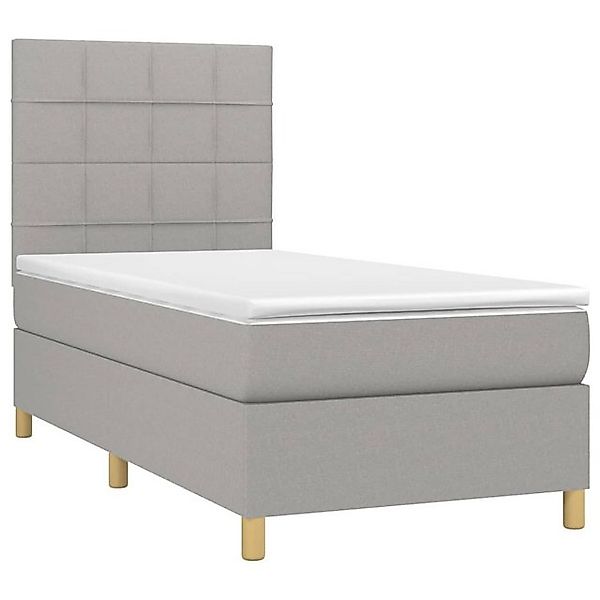 vidaXL Bett Boxspringbett mit Matratze & LED Hellgrau 90x190 cm Stoff günstig online kaufen