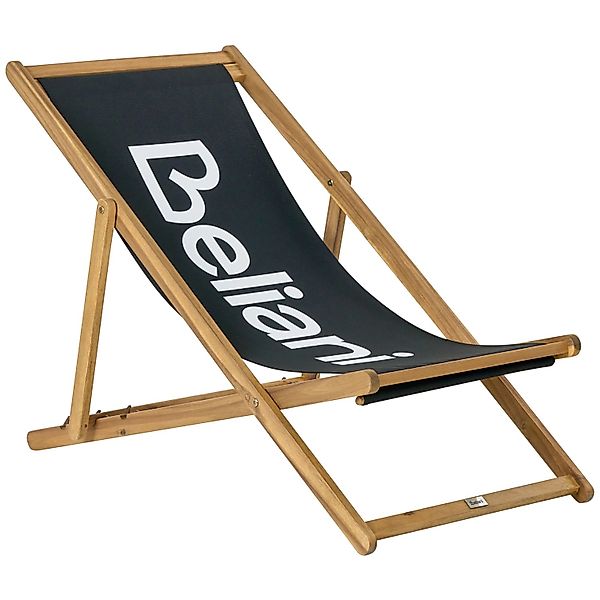 Beliani Gartenliege Schwarz Heller Holzfarbton 97x54x70 günstig online kaufen