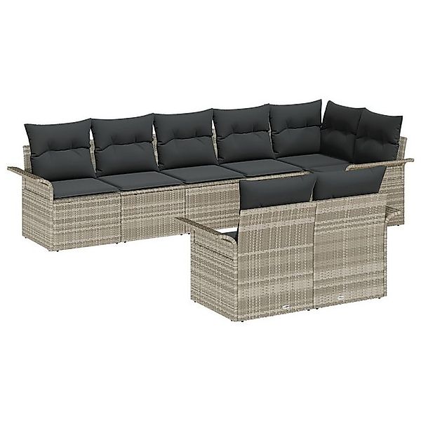 vidaXL Loungesofa 8-teiliges Garten-Sofa-Set mit Kissen in Hellgrau aus Pol günstig online kaufen