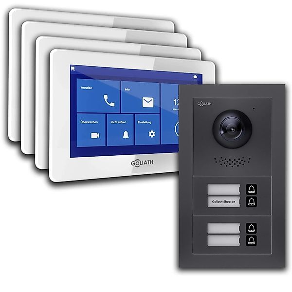 Goliath Basic Line 4-Familienhaus Video Türsprechanlage Monitor Weiß - Anth günstig online kaufen