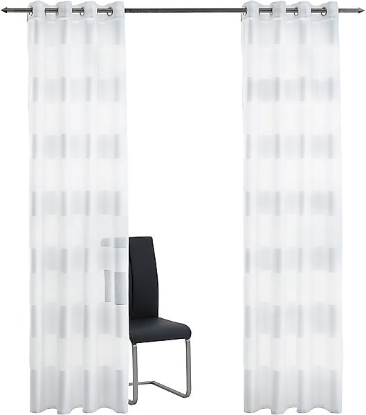 decolife Gardine "Alia" Ösen 1 Stk. tlg. weiße transparent-dichte Blockstei günstig online kaufen