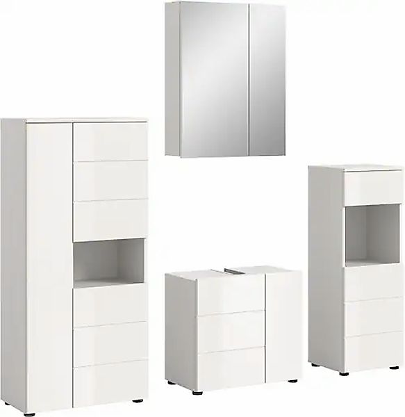 welltime Badmöbel-Set »Biel, Höhe 190 cm, Midischrank, Unterschrank, Spiege günstig online kaufen