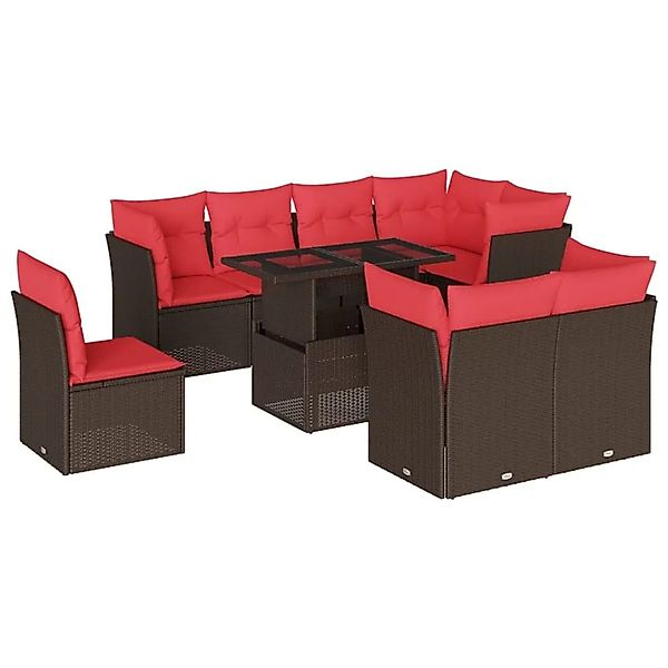 vidaXL 9-Tlg Gartensofa-Set mit Kissen Braun Polyrattan 3266734 günstig online kaufen