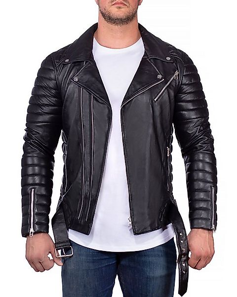 Reichstadt Lederjacke Herren Slim Fit Kunstleder Jacke Silver Zipper RS001X günstig online kaufen