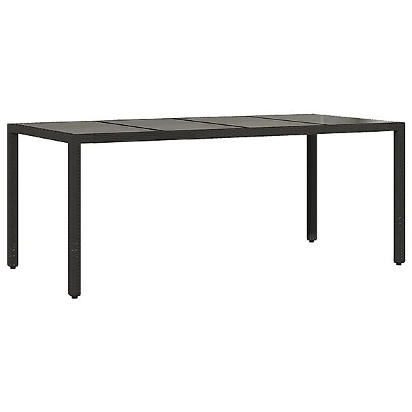 vidaXL Gartentisch mit Glasplatte Schwarz 190x90x75 cm Poly Rattan 365537 günstig online kaufen