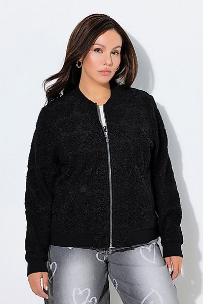 Ulla Popken Kurzjacke Teddy-Blouson Herzen Collegekragen Langarm günstig online kaufen