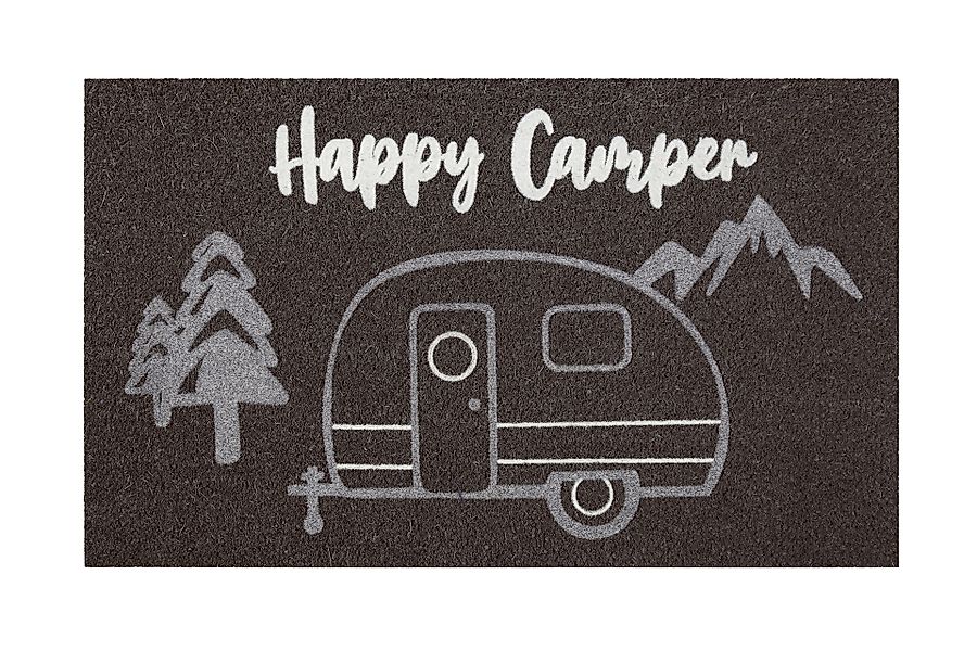 Wecon home Fußmatte »Happy Camper«, rechteckig, 18 mm Höhe, rutschfest, rob günstig online kaufen