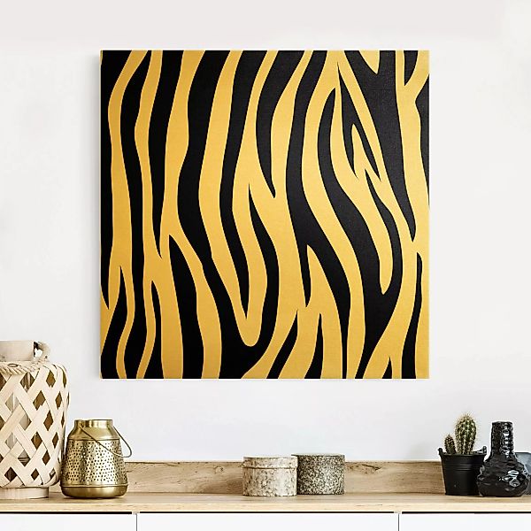 Leinwandbild Gold Zebra Print günstig online kaufen