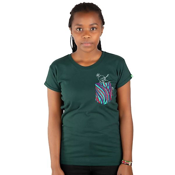 Damen T-shirt Aus Bio-baumwolle Mit Brusttasche „Taschenpapagei“ Dunkelgrün günstig online kaufen