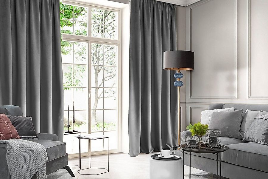 Design91 Vorhang Samtvorhänge Wohnzimmer Schlafzimmer Blickdicht Ösen Velou günstig online kaufen
