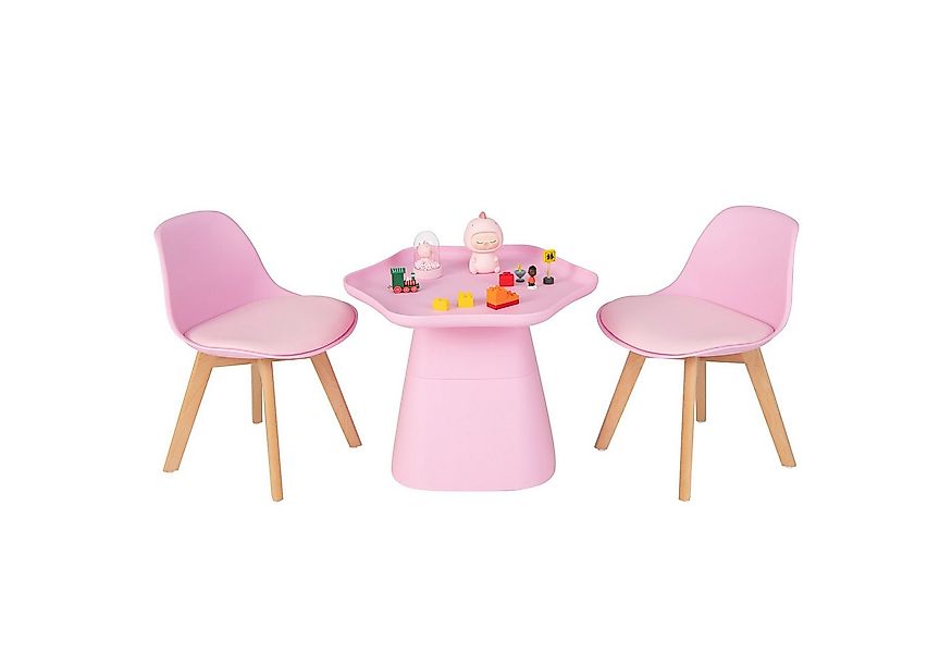 COSTWAY Kindersitzgruppe, (3-tlg), mit Kindertisch, 2 gepolsterte Stühlen, günstig online kaufen