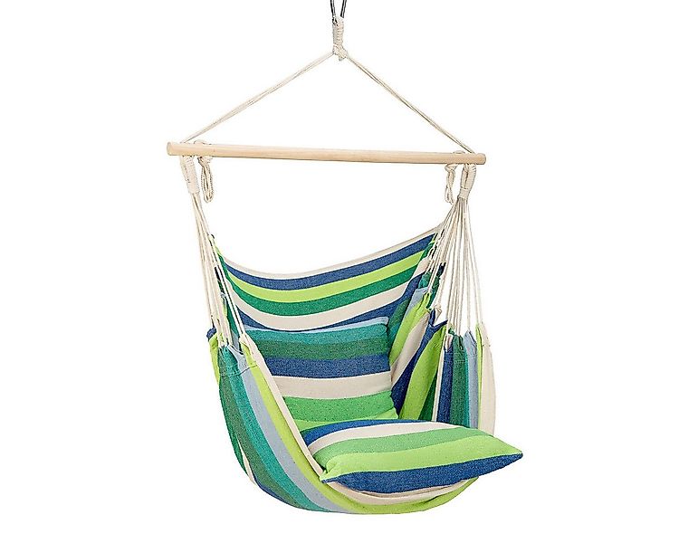 NILS CAMP Hängesessel Hängeschaukel Hängestuhl grün gestreift inkl. 2 Kisse günstig online kaufen