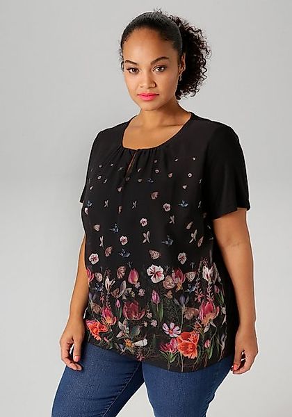 Aniston PLUS Shirtbluse, mit farbenfroher Blumenwiese bedruckt günstig online kaufen
