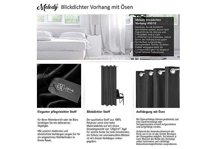 Melody Vorhang Gardine Curtain Blickdicht Sichtschutz Dekoschal (2 St), Öse günstig online kaufen