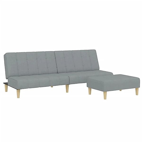 vidaXL Schlafsofa 2-Sitzer mit Fußhocker Hellgrau Stoff 3258085 günstig online kaufen