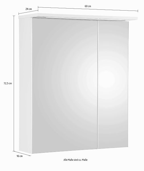 Schildmeyer Spiegelschrank "Profil 16", Breite 60 cm, 2-türig, LED-Beleucht günstig online kaufen