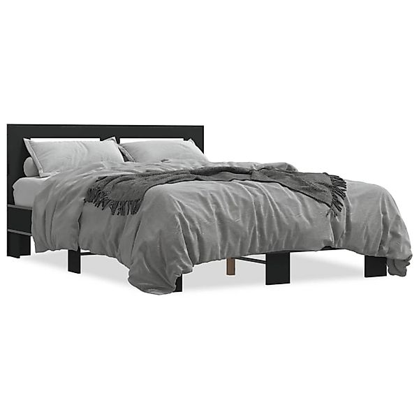 vidaXL Bettgestell Schwarz 140x200 cm Holzwerkstoff und Metall 3280102 günstig online kaufen