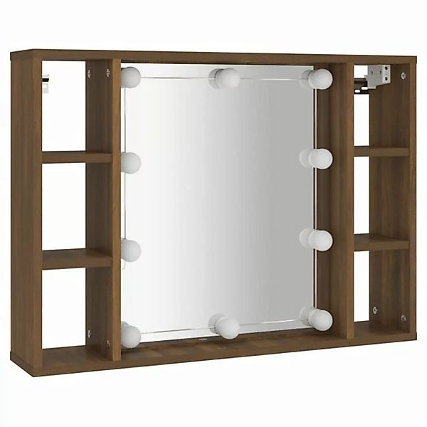 vidaXL Badezimmerspiegelschrank Spiegelschrank mit LED Braun Eichen-Optik 7 günstig online kaufen