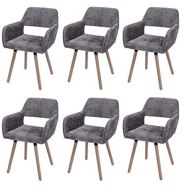 MCW Esszimmerstuhl A50 II 6er-Set Braun Stoff/Textil Chenille 465g/m² günstig online kaufen