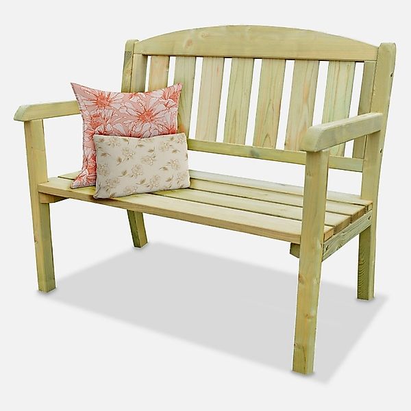 Coemo Gartenbank Riga 2 Sitzer aus Holz Grün 110 cm günstig online kaufen