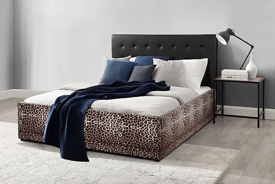 Home affaire Polsterbett "Hamar-Leo, Jugendbett, Kunstleder mit Veloursstof günstig online kaufen