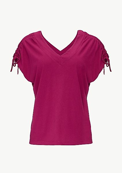 s.Oliver Kurzarmshirt V-Neck Shirt mit Raffung günstig online kaufen