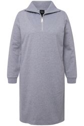 Ulla Popken Jerseykleid Sweatkleid Troyerkragen Reißverschluss günstig online kaufen