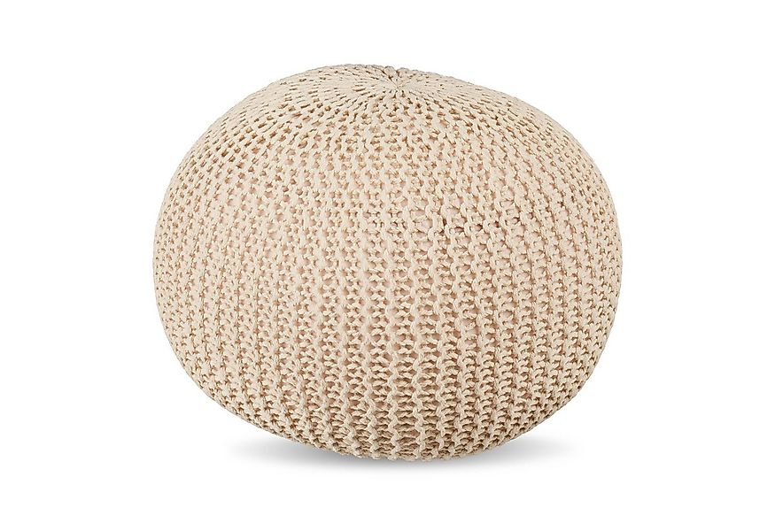 relaxdays Pouf Gestrickter Pouf, Beige günstig online kaufen