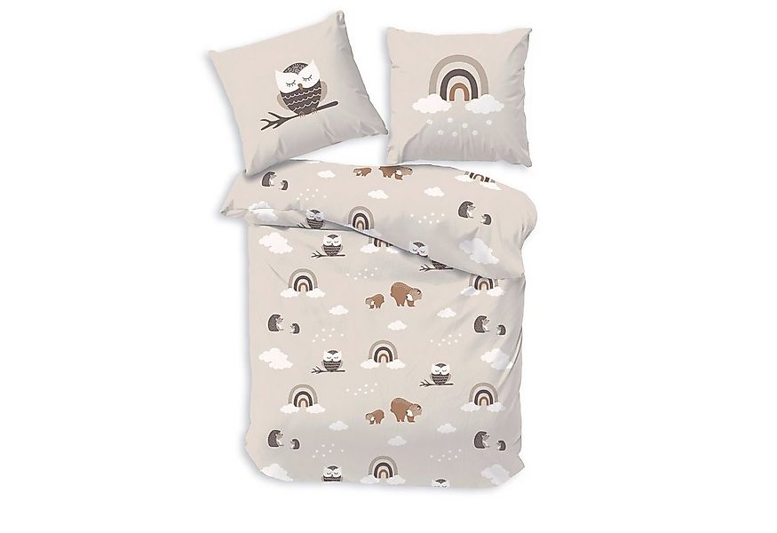 MTOnlinehandel Bettwäsche Eule Waldtiere 135x200 + 80x80 cm, 100 % Baumwoll günstig online kaufen