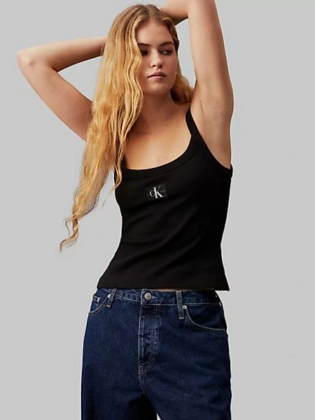 Calvin Klein Jeans Spaghettitop WOVEN LABEL RIB TANK mit Logopatch günstig online kaufen