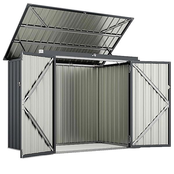 Costway Mülltonnenbox für 2 Mülltonnen 172 x 95,5 x 130 cm Schwarz günstig online kaufen