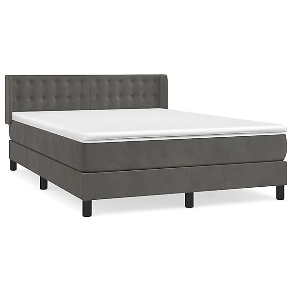 vidaXL Boxspringbett mit Matratze Dunkelgrau 140x190 cm Samt1396951 günstig online kaufen