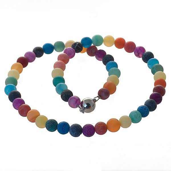 Perlenkette Kette Chakra Regenbogen Achat 8 günstig online kaufen