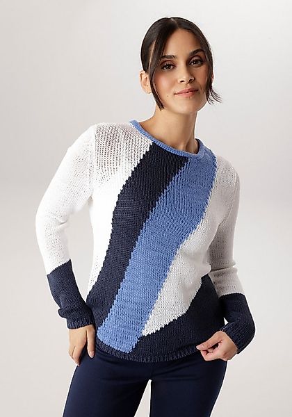 Aniston SELECTED Strickpullover mit Rollkante am Rundhalsausschnitt - NEUE günstig online kaufen