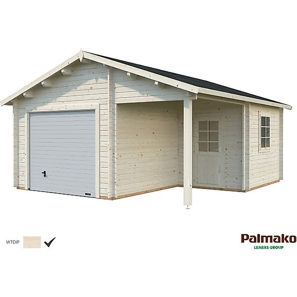 Palmako Holzgarage Roger mit Sektionaltor Klar tauchgrundiert 510 cm x 550 günstig online kaufen