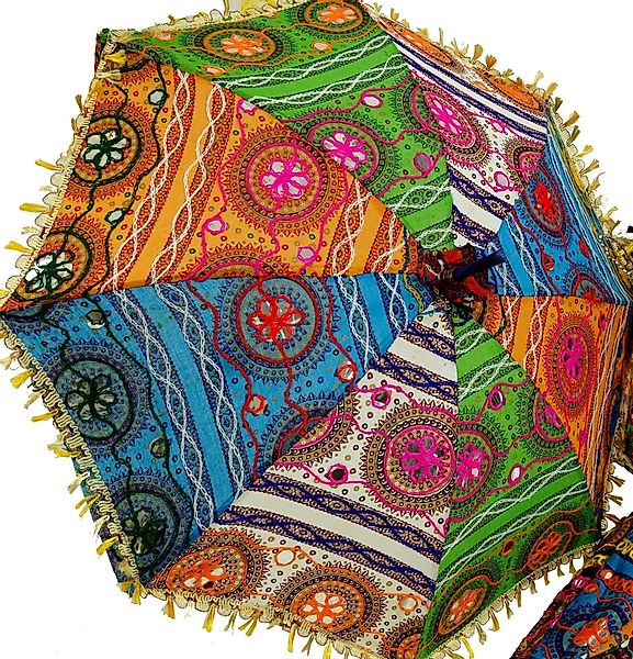 Guru-Shop Dekoobjekt Bunter Baumwoll-Sonnenschirm aus Indien günstig online kaufen