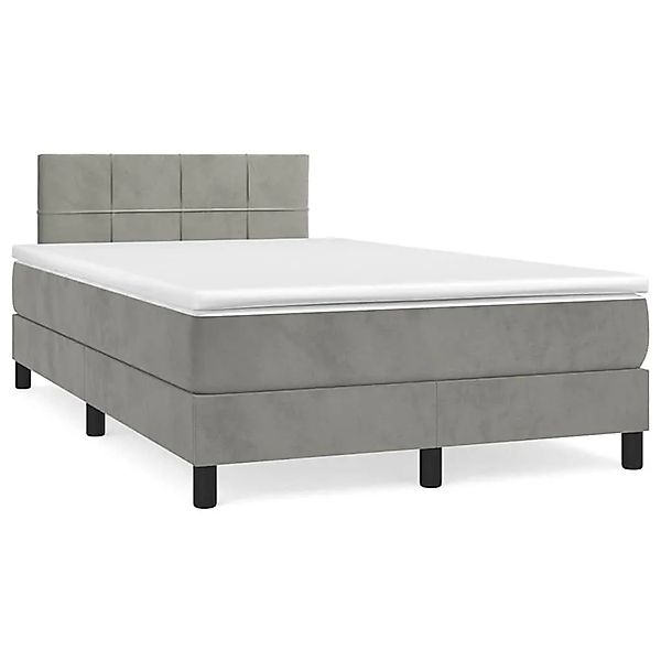 vidaXL Boxspringbett mit Matratze & LED Hellgrau 120x190 cm Samt 3270153 günstig online kaufen
