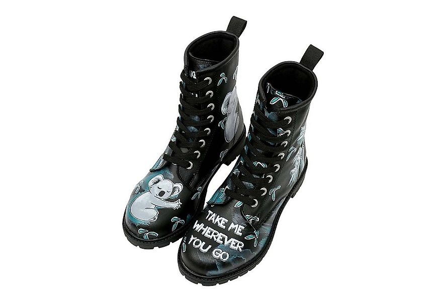 DOGO Long Boots Schnürstiefel Koala Hug Black Damen Stiefeletten, Schnürboo günstig online kaufen