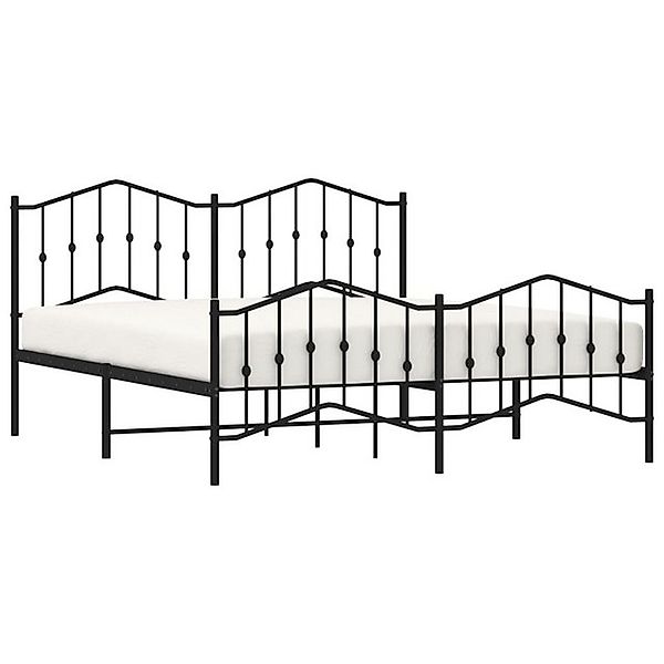 vidaXL Bettgestell, Bettrahmen mit Kopf- und Fußteil Metall Schwarz 160x200 günstig online kaufen